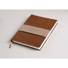 Clairefontaine Flying Spirit 106946C Book Cover Leather 14.8 x 21 cm Thread Binding Bookmark 90 Sheets 90 g Lined 1 Piece Cognac