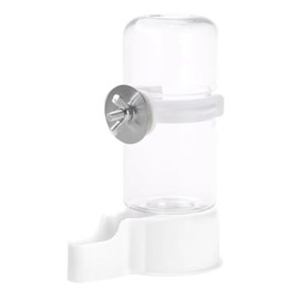 Shengsenfu Automatic Bird Water Dispenser, Parrot Feeder, Bird Cage Suspended Automatic Bird Feeder Water Bottle with Secure Cage Mount, Rabbit Watering System (White)