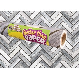 Teacher Created Resources White & Gray Wood Herringbone Better Than Paper Bulletin Board Roll (TCR77044)
