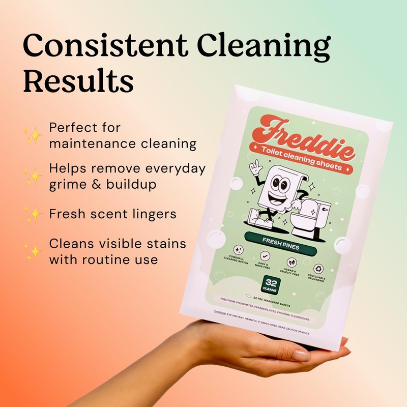 Freddie Toilet Cleaner Sheets - Fresh Pines Scent - Plastic