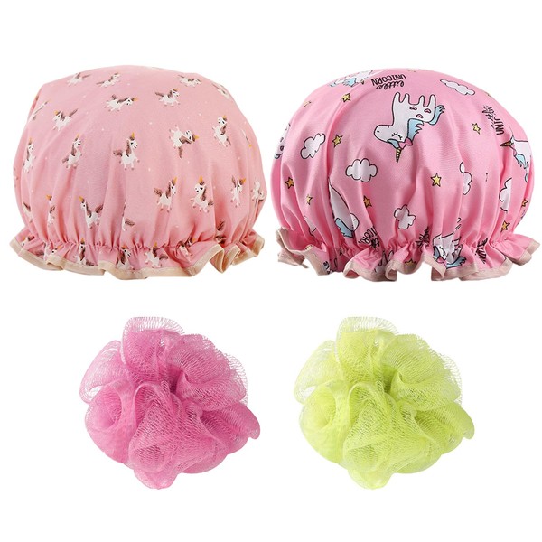 Pack of 2 Rainbow Horse Shower Caps, 2 Pieces Bath