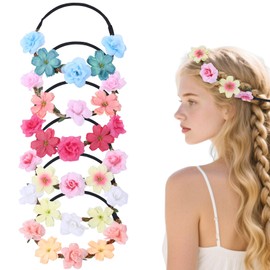 6 Piece Flower Wreath Hair Set, Hair Accessories Girls for Wedding Communion and Party, JGA Accessories Women, Elastic Hair Accessories Flowers, Flower Headband for Festival and Everyday Use