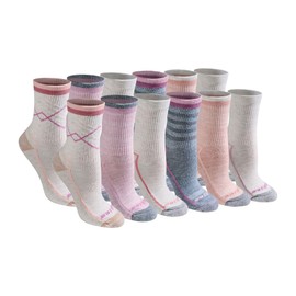 Dickies Women's Dri-Tech Advanced Moisture Wicking Mid-Crew Socks, Available in M-L (6,12 Pairs), Blush Assorted (12 Pairs), Medium