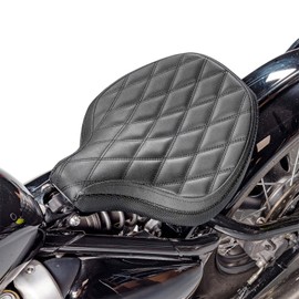 Motorcycle Leather Rider Saddle Solo Front Driver Seat Cushion Pillion Pad Compatible with Triumph Bonneville Bobber 2017 2018 2019 2020 2021 2022 2023 2024, Black