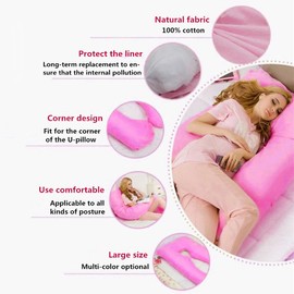 Pregnancy Pillow Cover, U Shaped Pillow Cover, Pregnancy Pillow Case Maternity Pillow Case Pillowcase with Removable Cotton Cover 57x30 Inch for Pregnancy Pillow Size 55.1" L x 31.1" W (Rose Red)
