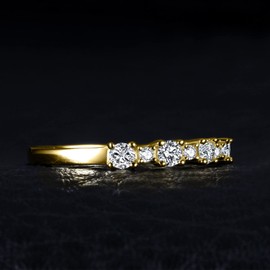 JewelryPalace Classic Cubic Zirconia Wedding Rings for Women, Half Eternity 925 Sterling Silver 14K Yellow Gold Plated Promise Ring for Her, Round Cut Simulated Diamond Anniversary Band Ring Size 5