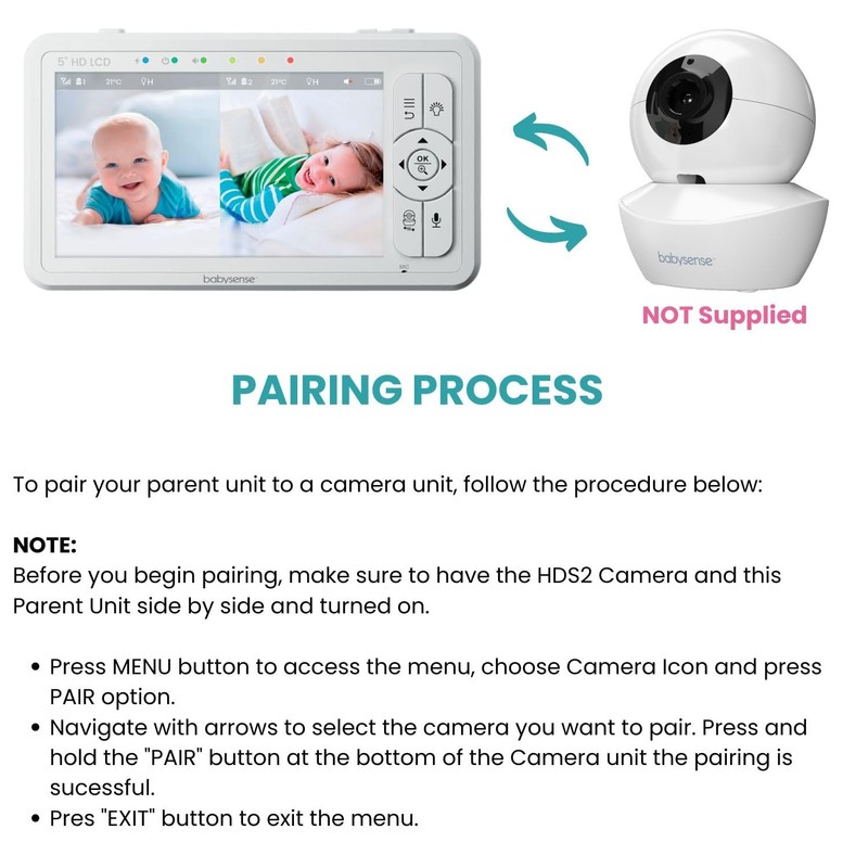 Babysense Parent Unit for HDS2 Video Baby Monitor, Replacement Unit