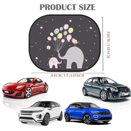 Car Window Sun Shade Baby Car Sun Protection for Children with UV Protection, 44 x 36 cm Car Window Sun Visor for Children with 8 Suction Cups and Cute Animal Motifs (Elephant)