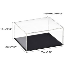 Recogwood Clear Acrylic Display Case, 25 x 20 x 10 cm Assembleable Cube Organizer Stand Dustproof Protection Display Case with Black Base for Action Figures Toys Collectibles