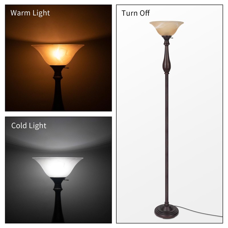 HonoDing Torchiere Floor Lamp for Living Room, Standing Lamp with