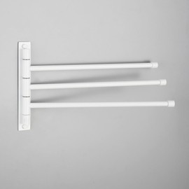 GERZWY Bathroom Hand Towel Rack 3-Bar Folding Arm Swivel Hanger Wall Mount Bath Towel Holder Stainless Steel Swing Out Towel Bar, White