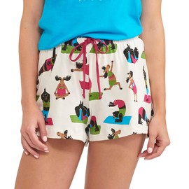 Little Blue House by Hatley Women's Land Animals Pajama Boxer Shorts Bottom, Yoga Bear, X-Large