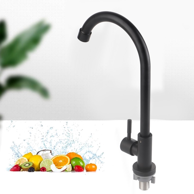 G1/2 Faucet 90 Degree Rotating Single Cold Matte Black Water