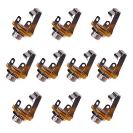 1/4 inch Mono Jack Socket Guitar Input Jack, Female Guitar Input 10pcs Mono Panel Mount Socket with Washer and Nut Solder Type
