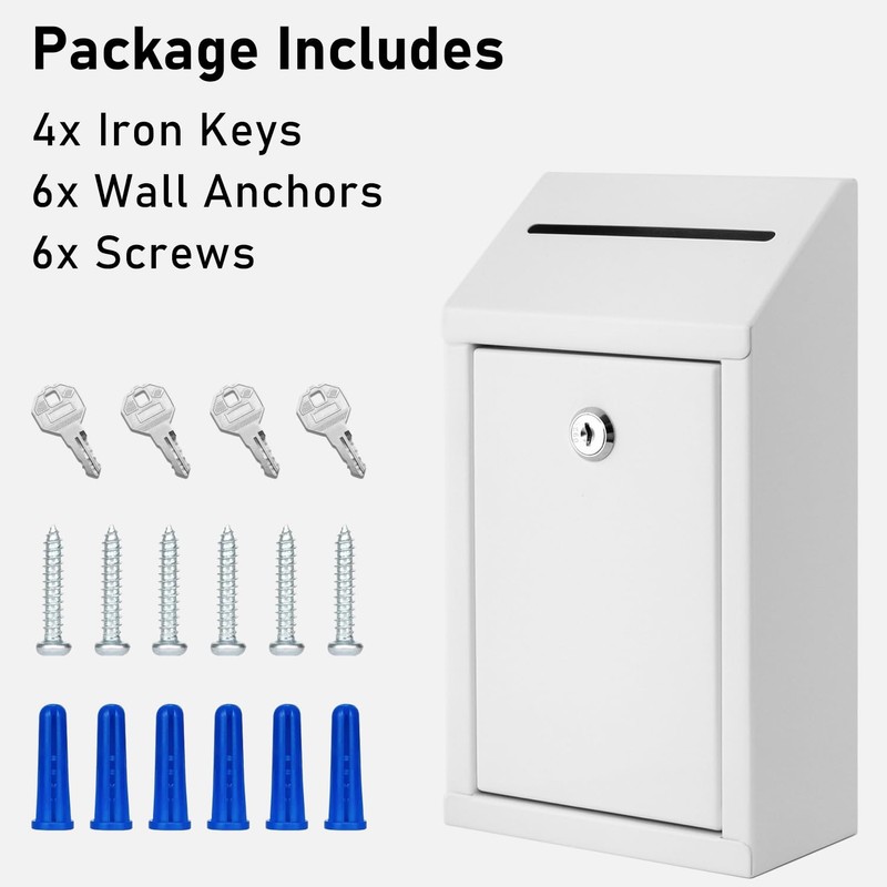 EIENHOSHI Metal Donation Box with Lock, Wall Mounted, Suggestion Box