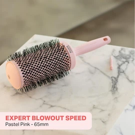 Olivia Garden Expert Blowout Speed – Pastel Pink - 65 - Ceramic Coated Round Brush with Extra Long Barrel for 25% Faster Blowouts