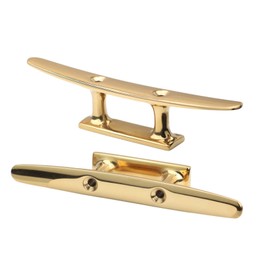 Brass Boat Cleats , 2 Pcs Dock Cleat with Fastener, 316 Stainless Steel, Gold Open Base Boat Cleats Suitable for Boats or Nautical Decoration Heavy Duty Mooring Accessories (6 inch （2 pack）)