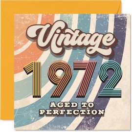 53rd Birthday Card for Men Women - Vintage 1972 Aged To Perfection - Happy 53 Birthday Cards for Nanny Grandma Neighbour Brother Dad Nan, 145mm Bday Greeting Cards