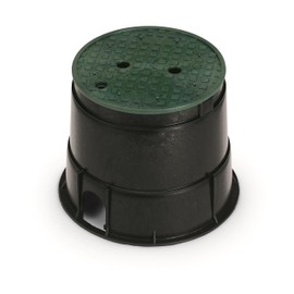 Rain Bird CPVB10RND Professional Series 10" Round Sprinkler Valve Box, Black with Green Lid, 10.5" High