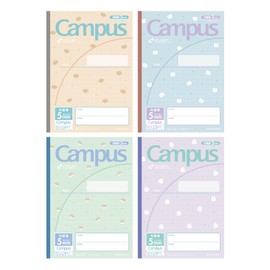 Kokuyo Notebook, Campus Notebook, For Use B5, 0.2 inch (5 mm) Square Ruling, 0.4 inch (10 mm) Solid Line, Limited Size, Chubby Animal, Pack of 4 Patterns, No - 30S10-5-L1X4