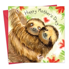 Twizler Mother's Day Card for Mum - Sloths - Happy Mothers Day Card from Son or Daughter - Mothering Sunday - Cute Mummy Mothersday