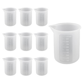 MovFlax 10pcs Silicone Measuring Cups for Resin, 100 ml Mixing Cup Kit Resin Mixer for Epoxy Resin, DIY Casting Molds, Laundry Detergent, Reusable Non-Stick Pouring Tools with Precise Scale