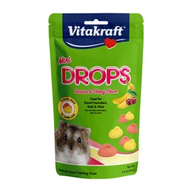 Vitakraft Mini Drops Cherry Banana Treats for Hamsters Rats Mice and Small Pets - Wholesome Small Animal Snacks with Real Fruit Flavor and Nutrient-Rich Goodness - 2.5 Ounce Pack