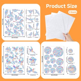 Arvoni Pack of 44 Prism Window Stickers, 3 Models, Suncatcher Stickers, Bird Protection, Rainbow Window Film, Reusable, Anti-Collision Stickers for Doors and Windows