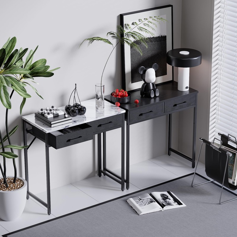 Pamray 32 Inch Small Computer Desk with 2 Drawers for