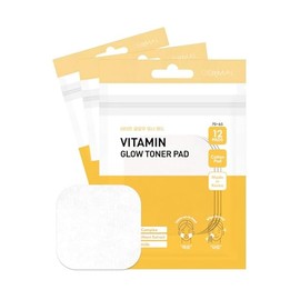 DERMAL Vitamin Toner Pad - Korean Toner Pad for Skin Glow & Vitality Improvement with Vitamin C - Vegan Pure Cotton Square Pads - Travel Kit 12 Pads, 3 Pack (Total 36 Pads)
