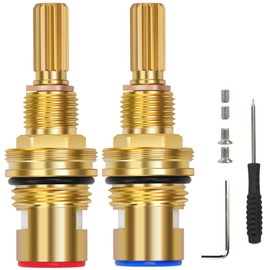 Brass 1-001 & Brass 1-002 Ceramic Valve Cartridge Set, Replacement Hot Widespread Cartridge and Cold Widespread Faucet Cartridge Replacement
