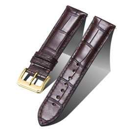 BINLUN Alligator Grain Leather Watch Band Crocodile Grain Watch Straps Quick Release Replacment Classic Vintage Leather Watch bands for Men Women 22mm Brown with Gold Buckle