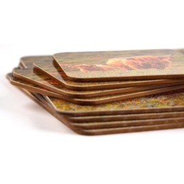 Set Of 4 Highland Cow On Moors Scene Dinner Place Mats And Coasters