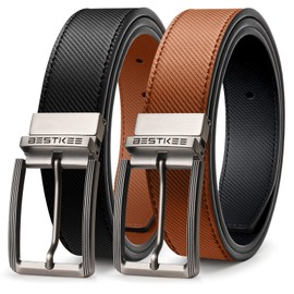 BESTKEE Men's Leather Belt, 35 mm Men's Belt, Suit Belt, Denim Belt for Men, Double-Sided Use of the Belt, A-Black & Tan