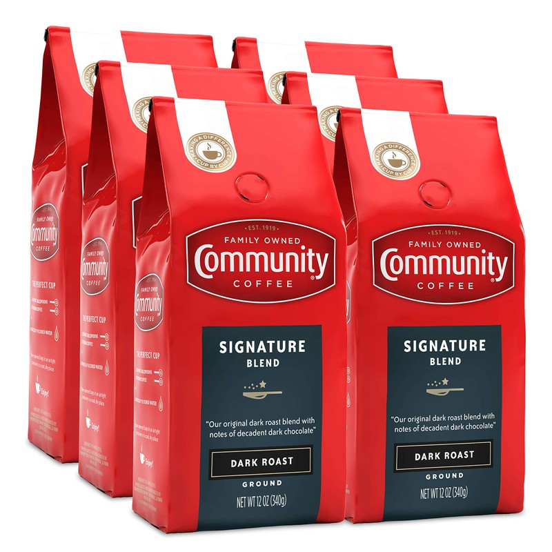 Community Coffee, Signature Blend Dark Roast, Premium Ground Coffee, 72
