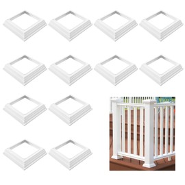 Aemygo 12 Pcs Vinyl Post Skirt, 4x4 Inch White Column Wraps for Wood Vinyl Post, Stair Rails, Fence Deck Stairs Rails