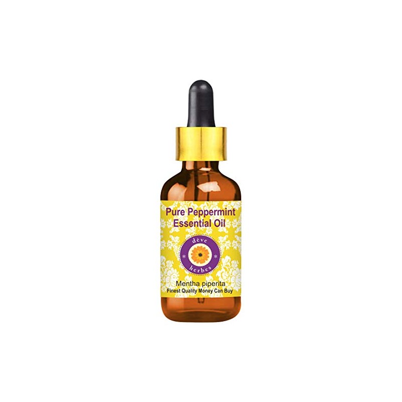 Deve Herbes Pure Peppermint Essential Oil (Mentha piperita) with Glass