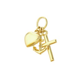 NKlaus 7 mm Faith Love Hope Pendant 925 Sterling Silver 585, 333 Yellow Gold or 333 Like Gold Children, Yellow Gold