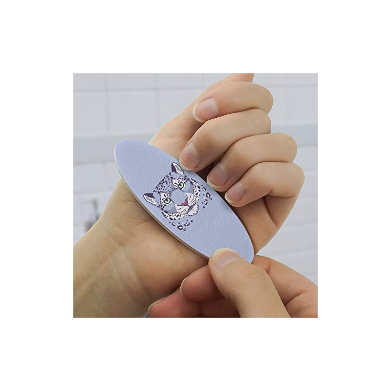 Spotted Snow Leopard Face Double-Sided Oval Nail File Emery Board