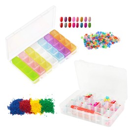 GUOYOU 2 x diamond painting storage box, 28 compartments, diamond painting accessories boxes, sorting boxes for small parts, 24 compartments, removable storage box, sewing crafts, beads, art,