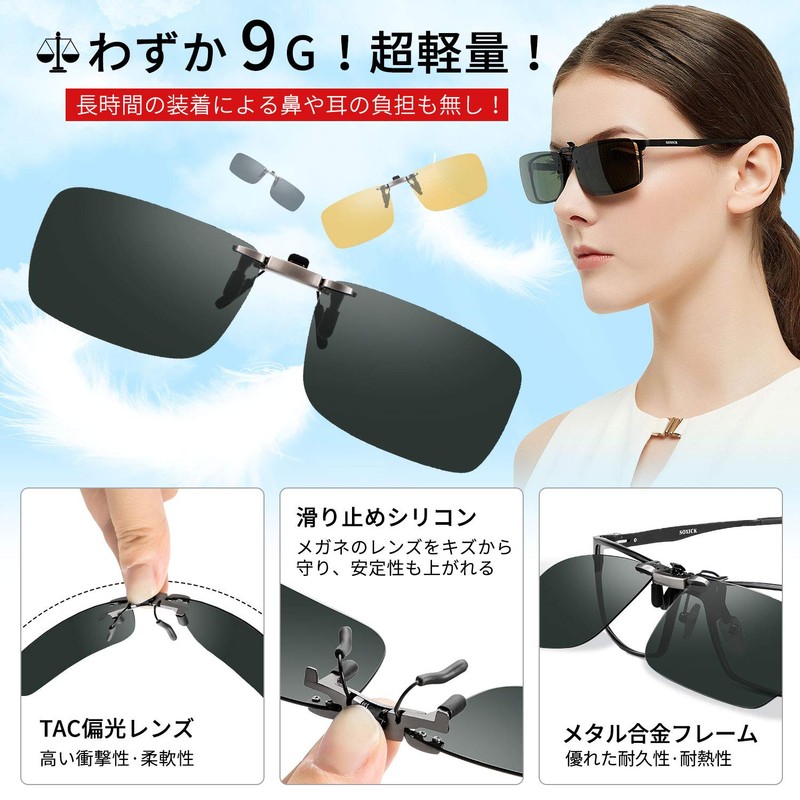 SOXICK Clip-on Sunglasses, Polarized Sunglasses, Clip On Top of Glasses,