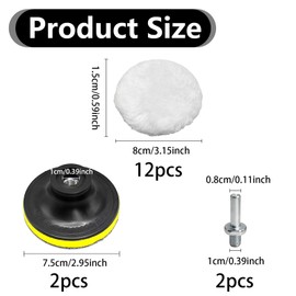16 Pieces 80 mm Polishing Attachment, Polishing Disc Drill Polishing Pad with M10 Drill Adapter for Car Polishing Car, for Polishing Machine, Grinding Machine for Polishing Grinding Waxes
