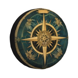 Geometric Compass Spare Tire Cover Waterproof Dust-Proof Uv Sun Wheel Protectors Tire Cover Fit for Jeep，SUV, Rv, Travel Trailer, Truck15 Inch