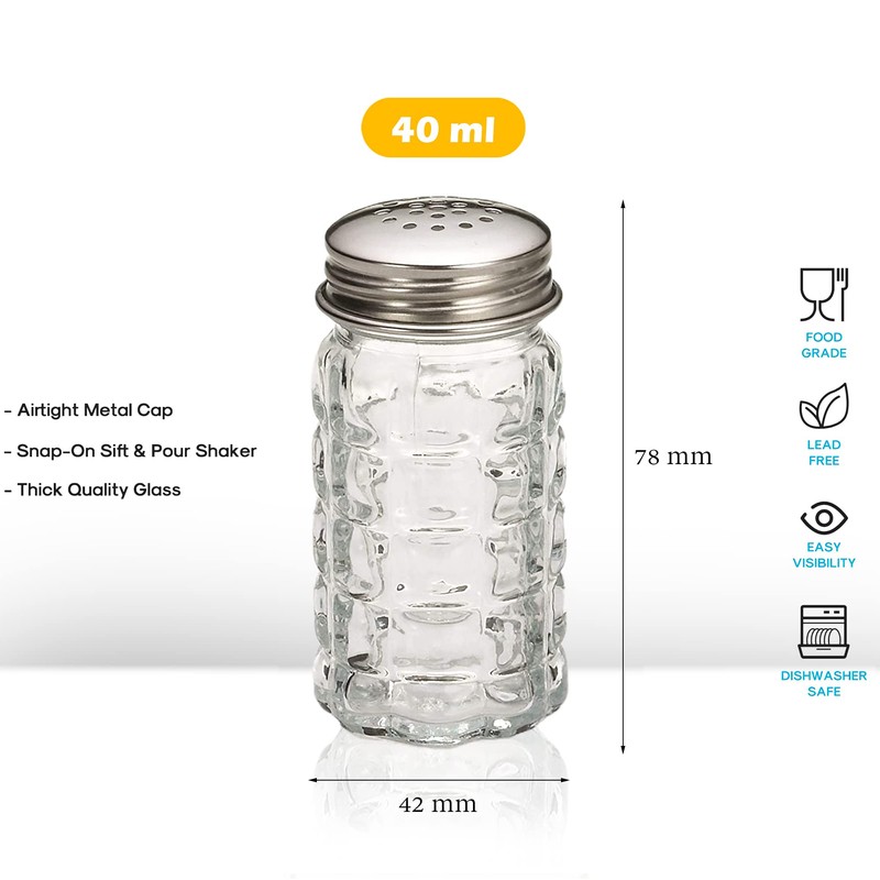 Retro Style Salt and Pepper Shakers with Stainless Tops (2)