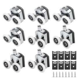 Shower Door Wheels, 8 Pcs Curved Shower Door Rollers, 23mm Replacement Shower Door Wheels with Anti-Collision Block and Screws, Shower Door Rollers Runners for Bathroom Glass Doors