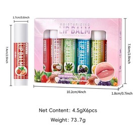 Fruit Flavor Lip Balm Set, 6 Counts/set Moisturizing Lip Balm, Hydrating Lip Stick, Plumping Lip Care Stick for Girls & Women