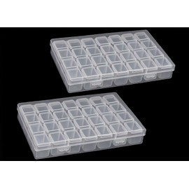 Diamond Painting Storage Box, Diamond Painting Accessory Boxes, Plastic Diamond Embroidery Box, Diamond Embroidery Sorting Box for Small Parts Storage Box Accessory Boxes (28 Compartments, 2 Pieces)