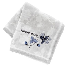 Wedgwood 138857-0003-02 Towel Handkerchief, Strawberry, Ink Blue, Embroidered (Gray), Women's, Hand Towel, Approx. 11.0 inches (28 cm)