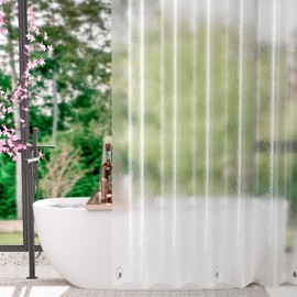 Seenus Waterproof Translucent Shower Curtain Liner with 12 Hooks, 72 x 74 inch Bpa-Free Long Shower Curtain or Liner with 3 Weighted Magnets, Frosted Bath Curtain Retain Privacy Design