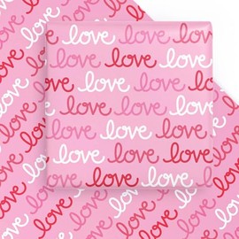 WRAPAHOLIC Valentines Day Wrapping Paper Sheet - 5 Sheets Pink Love Wrapping Paper for Valentine's Day, Anniversary and Birthdays - 19.7 Inch x 27.5 Inch Per Sheet